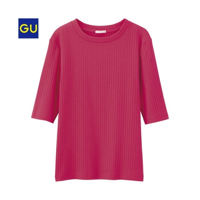 リブクルーネックＴ（５分袖）