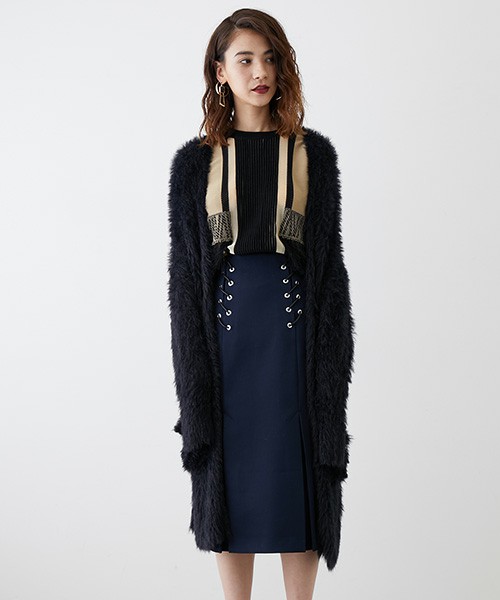 フェザーヤーンロングカーデ