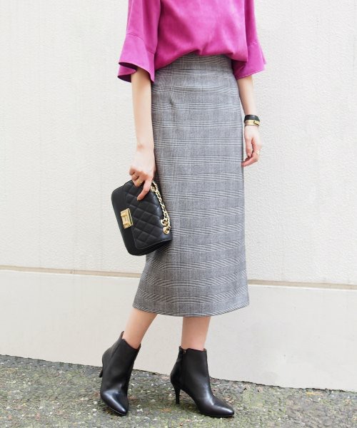 グレンチェック ハイライズスカート