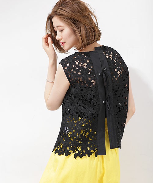 コットンレースブラウス