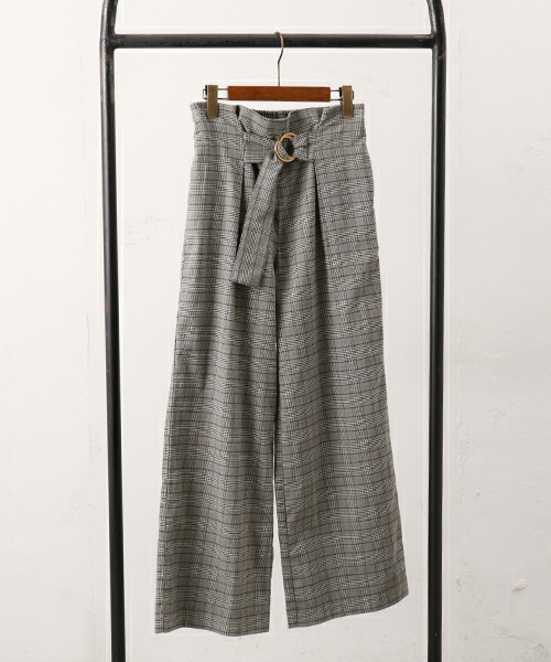 チェックワイドパンツ