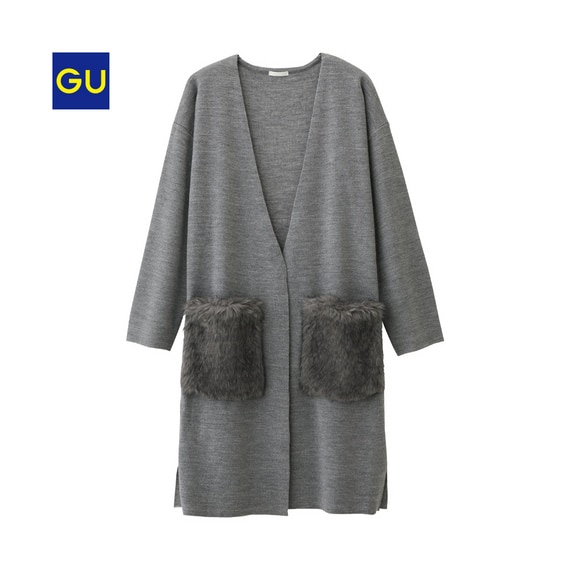 フェイクファーコンビカーディガン（長袖）