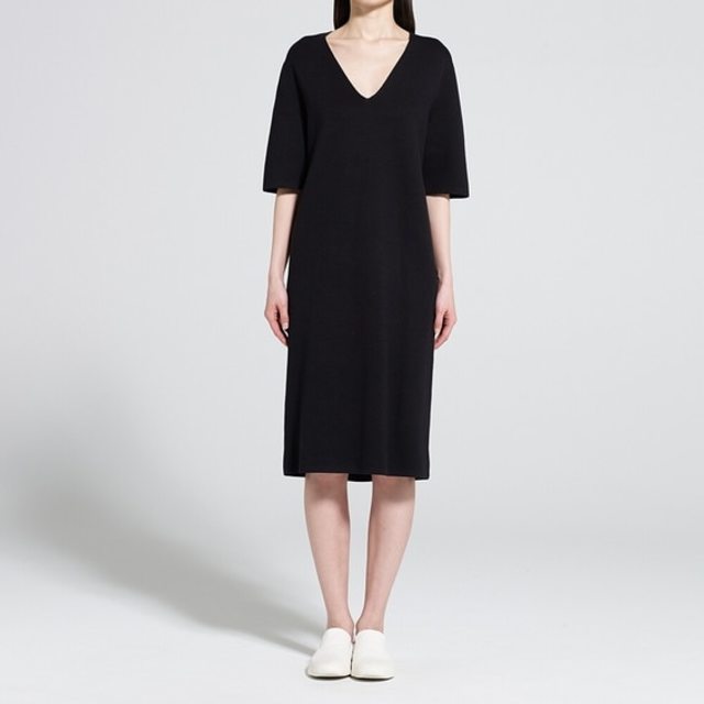 ミラノリブVネックワンピース（5分袖）＋E