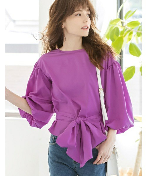 マルチウェイウエストリボン付きブラウストップス