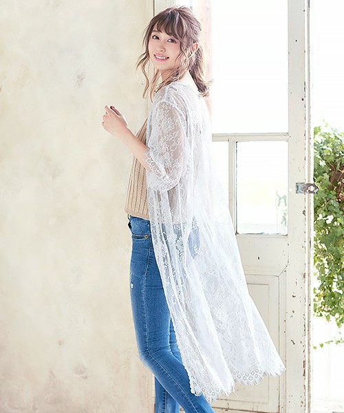 フローラルレースロングガウン