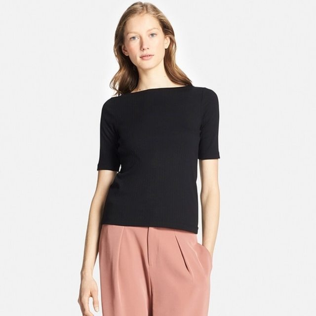 リブボートネックT