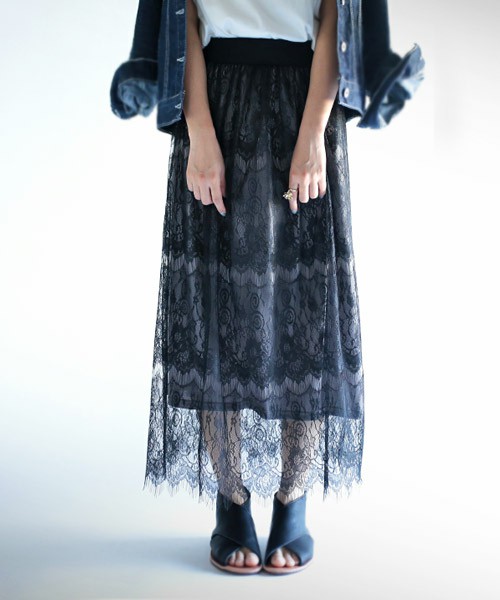 ペチコート付きレーススカート