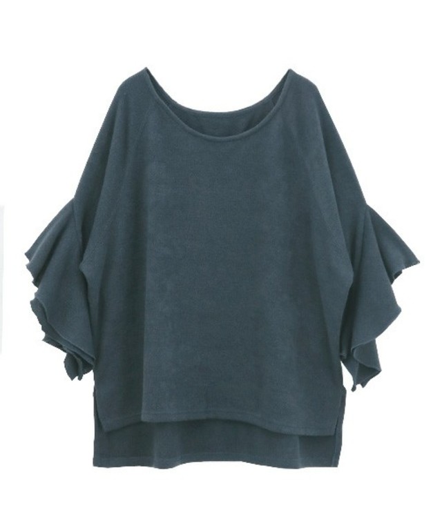 変形フレアスリーブ・ニットソートップス