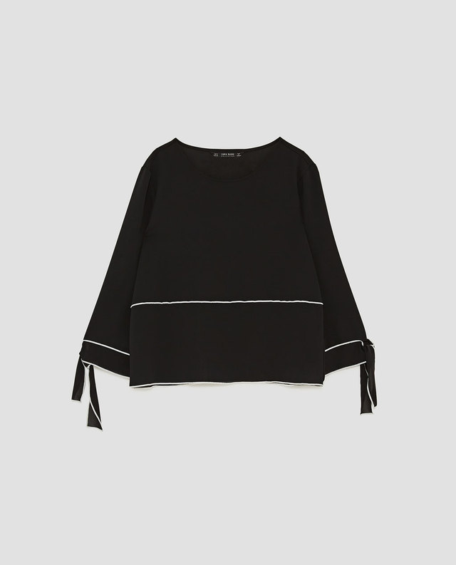 コントラストトリミングトップス