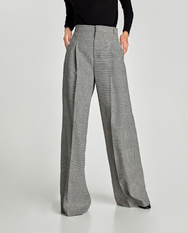 チェック柄ワイドパンツ
