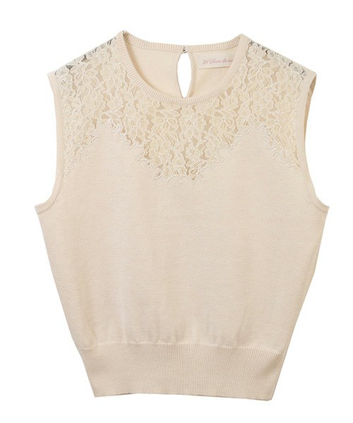 レース刺繍ノースリーブニット