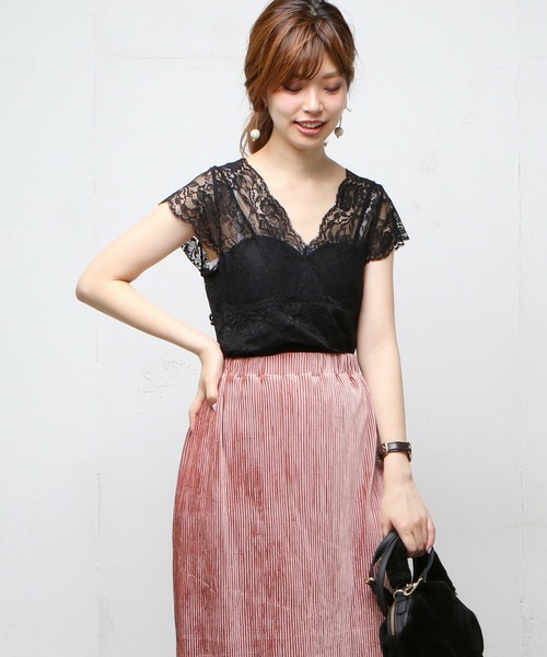 レースカップ付フレンチスリーブ