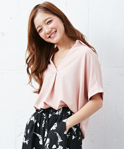 PEツイル半袖スキッパーシャツ