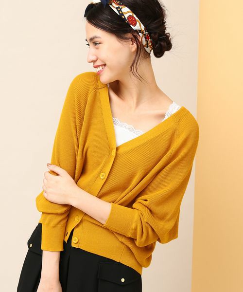 畦編みドルマンスリーブカーディガン