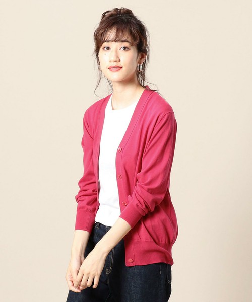 ハイツイストコットンVネックカーディガン