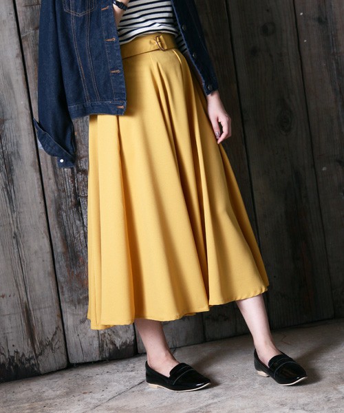 Ｄカンベルトジョーゼットサーキュラースカート