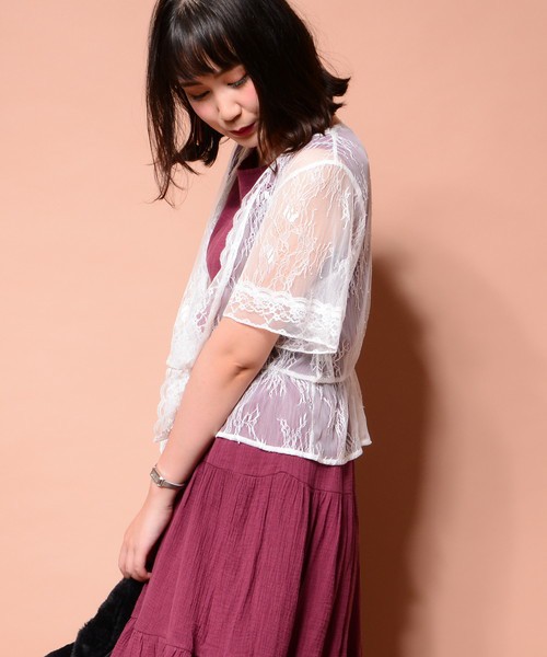 総レースショートガウン