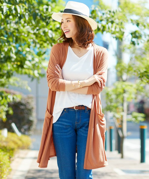 裾スリットカーディガン