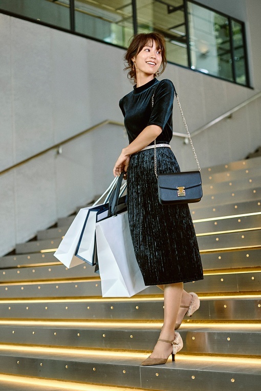 クラッシュベロアプリーツスカート