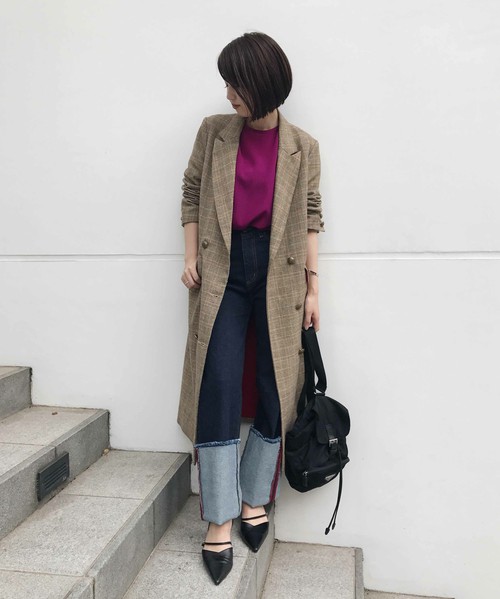 GLEN CHECK DOUBLE COAT