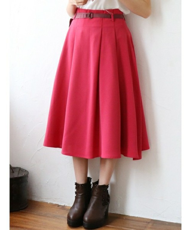 無地ミモレ丈スカート