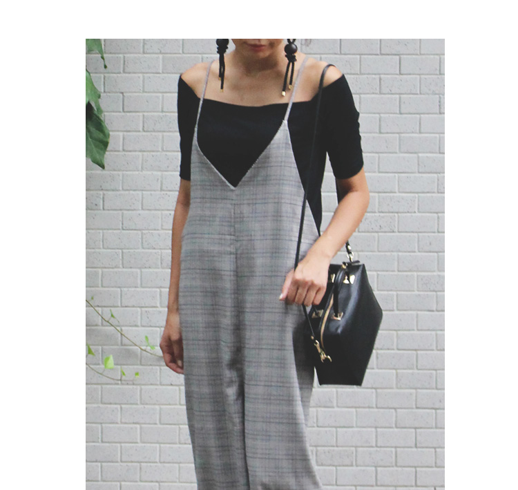 チェックバックVキャミサロペット