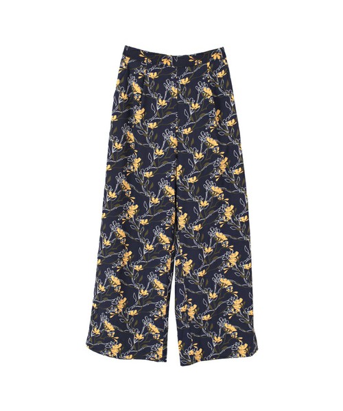 ボタニカルプリントワイドパンツ