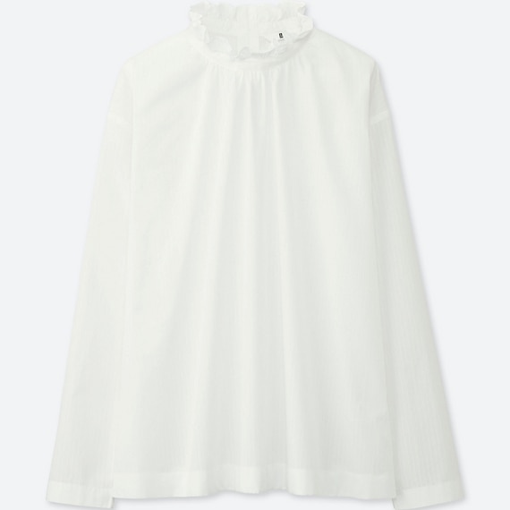 コットンドビーラッフルブラウス