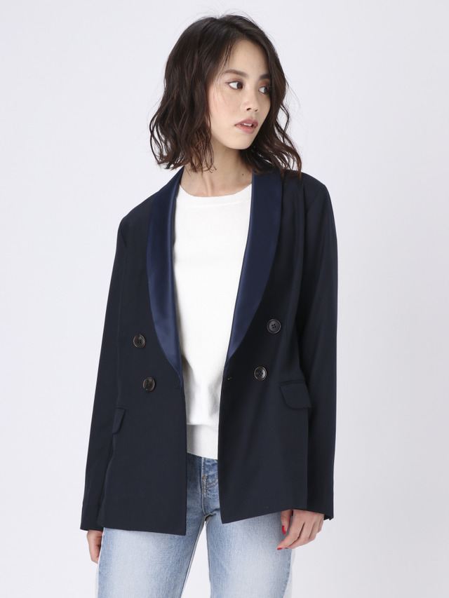 サテンカラーテーラードジャケット