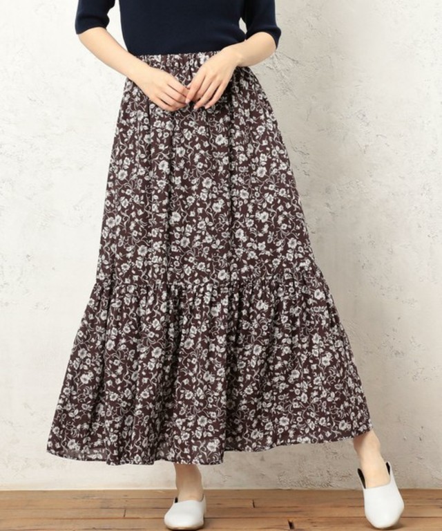 フラワープリント ギャザースカート