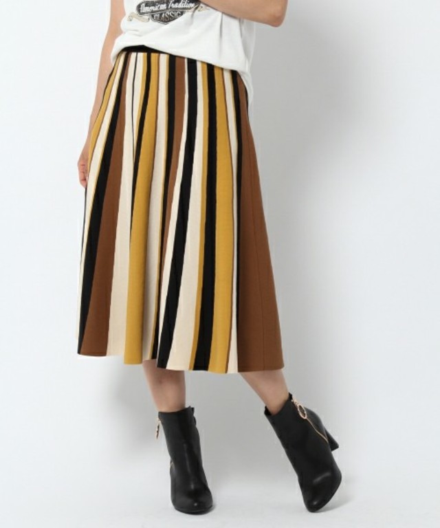 マルチストライプニットスカート