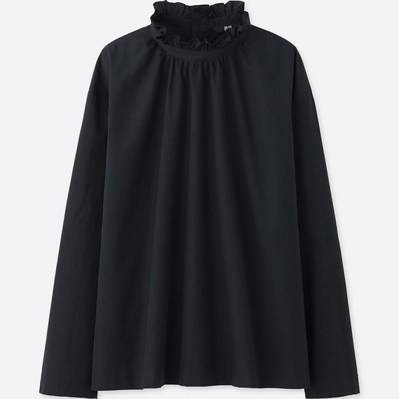 コットンドビーラッフルブラウス