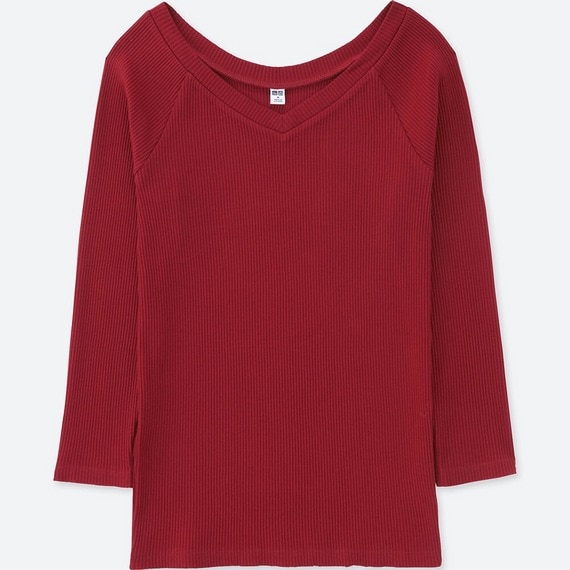 リブバレエネックT（七分袖）