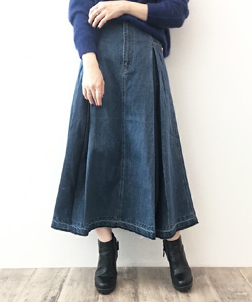 デニムフレアロングスカート