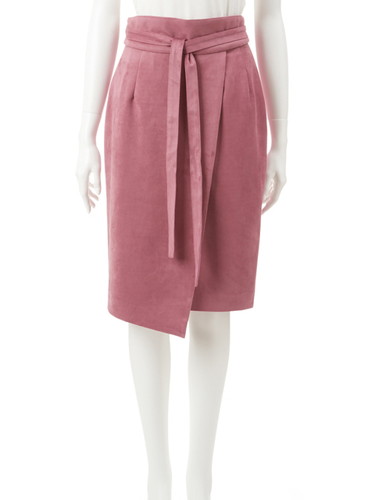 フェイクスウェードベルト付きコクーンスカート