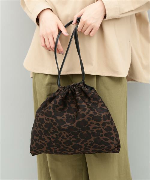 レオパードリバーシブル巾着バッグ