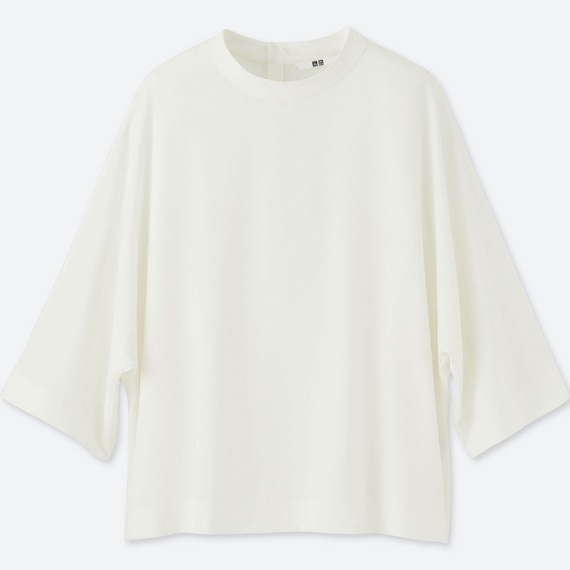 ドレープモックネックブラウス（7分袖）