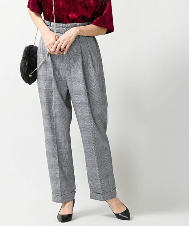 レトロチェックペグトップパンツ