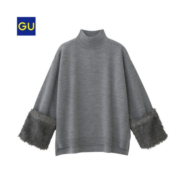 フェイクファーコンビセーター