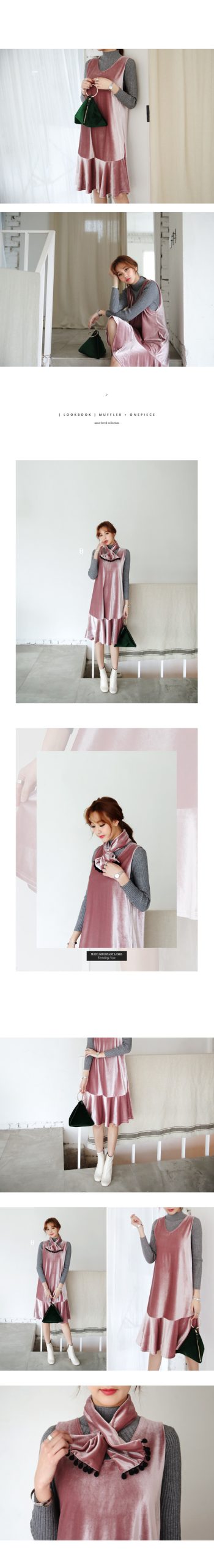 マフラーSETスリーブレスベロアワンピース