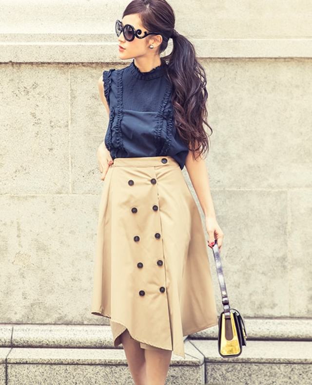 トレンチ風アシンメトリースカート