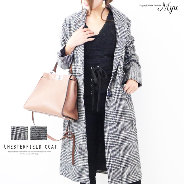 グレンチェックチェスターコート