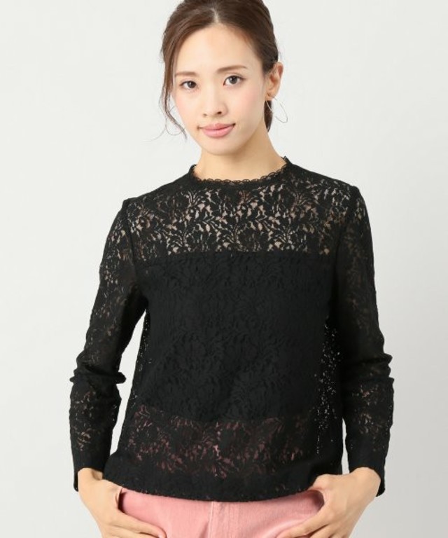 ハイネックレースブラウス