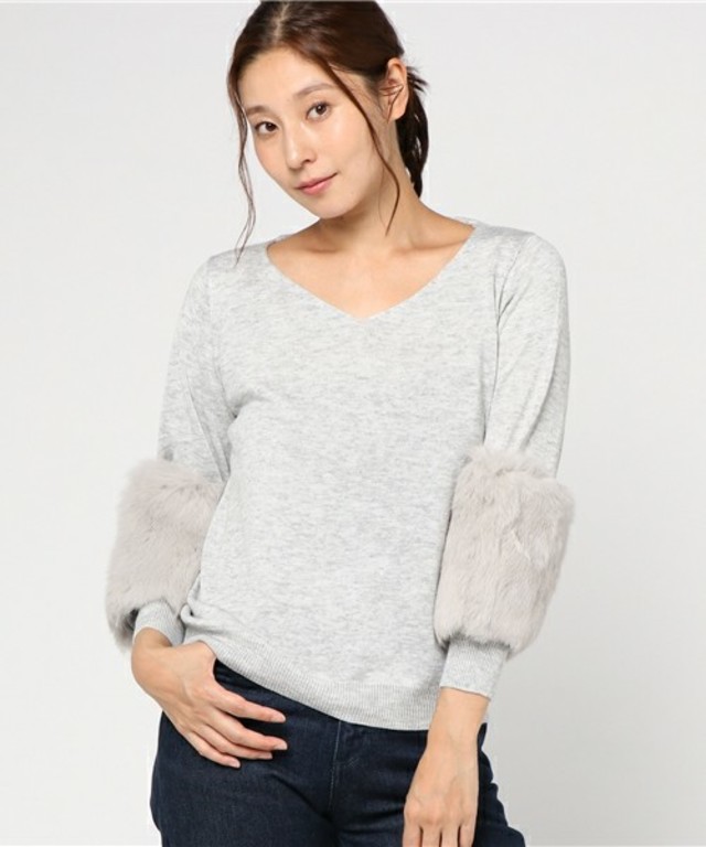 ラビットファースリーブニットプルオーバー