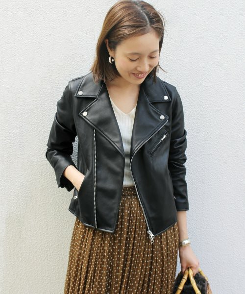 レザーライダースブルゾン（ブラック）