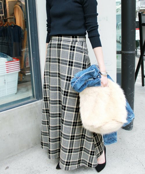 ツイードチェックフレアマキシスカート