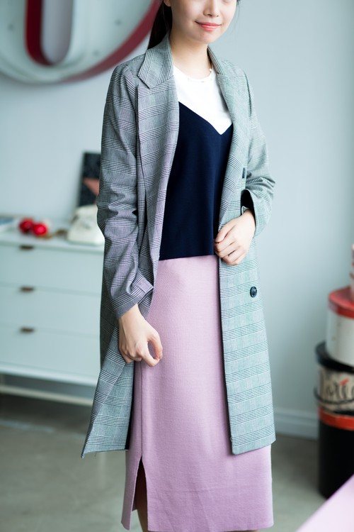 グレンチェックコート