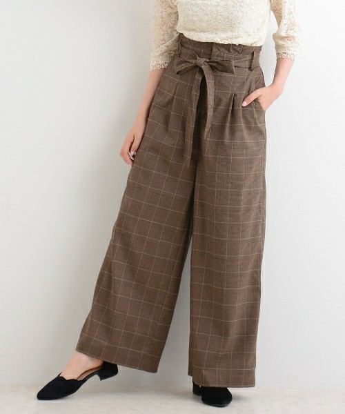 ウエストリボンワイドパンツ