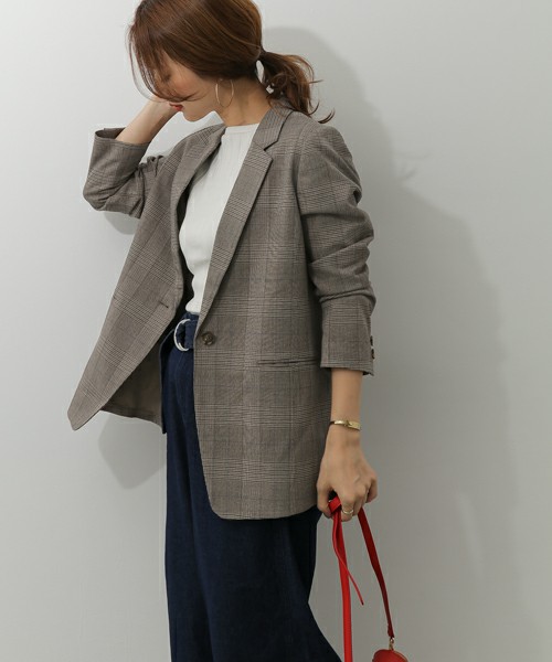 グレンチェックテーラードジャケット