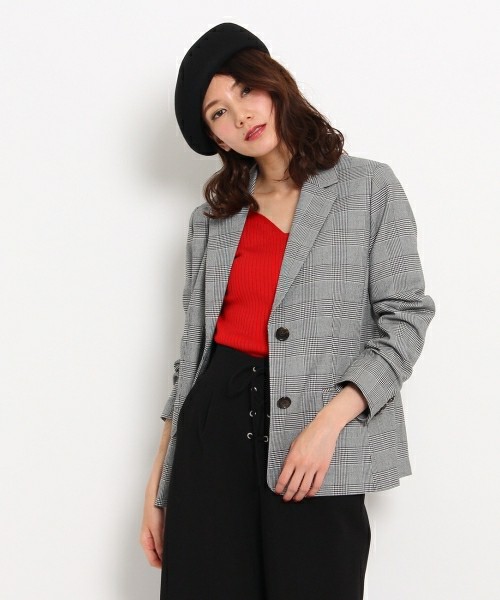 チェック柄テーラードジャケット